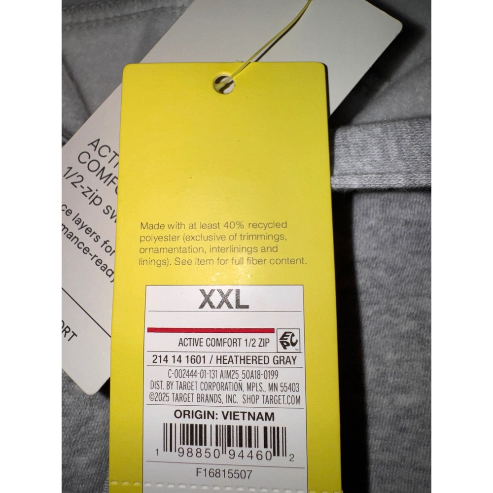 All In Motion Womens Active Comfort 1/2 Zip Sweatshirt Heathered Gray XXL NEW - Picture 5 of 11
